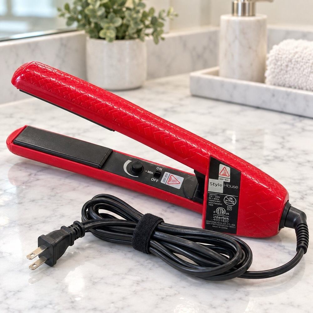 Style House Professional 1.25” Ceramic Flat Iron Red Hair Straightener